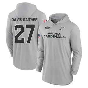 Men's Akeem Davis-Gaither Arizona Cardinals Gray 2024 Salute to Service Lightweight Performance Long Sleeve Hooded T-Shirt
