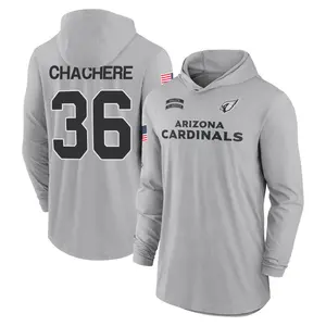Men's Andre Chachere Arizona Cardinals Gray 2024 Salute to Service Lightweight Performance Long Sleeve Hooded T-Shirt