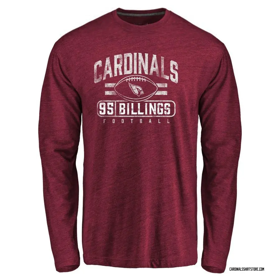 Men's Andrew Billings Arizona Cardinals Flanker Tri-Blend Long Sleeve T-Shirt - Garnet