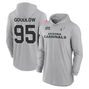 Men's Anthony Goodlow Arizona Cardinals Gray 2024 Salute to Service Lightweight Performance Long Sleeve Hooded T-Shirt