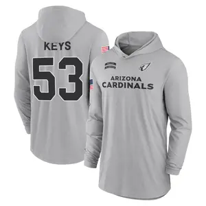 Men's Austin Keys Arizona Cardinals Gray 2024 Salute to Service Lightweight Performance Long Sleeve Hooded T-Shirt