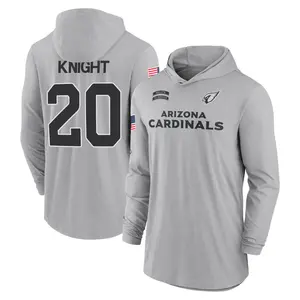 Men's Bam Knight Arizona Cardinals Gray 2024 Salute to Service Lightweight Performance Long Sleeve Hooded T-Shirt