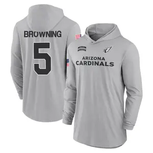 Men's Baron Browning Arizona Cardinals Gray 2024 Salute to Service Lightweight Performance Long Sleeve Hooded T-Shirt