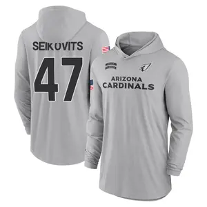 Men's Bernhard Seikovits Arizona Cardinals Gray 2024 Salute to Service Lightweight Performance Long Sleeve Hooded T-Shirt