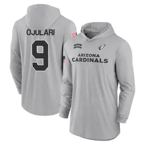 Men's BJ Ojulari Arizona Cardinals Gray 2024 Salute to Service Lightweight Performance Long Sleeve Hooded T-Shirt