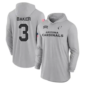 Men's Budda Baker Arizona Cardinals Gray 2024 Salute to Service Lightweight Performance Long Sleeve Hooded T-Shirt