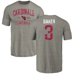 Men's Budda Baker Arizona Cardinals Gray Distressed Name & Number T-Shirt