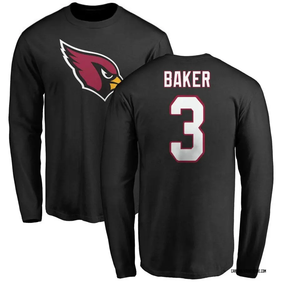 Men's Budda Baker Arizona Cardinals Name & Number Logo Long Sleeve T-Shirt - Black