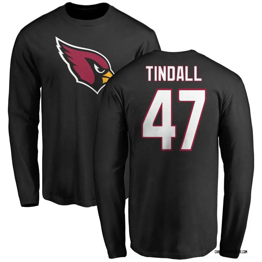 Men's Channing Tindall Arizona Cardinals Name & Number Logo Long Sleeve T-Shirt - Black