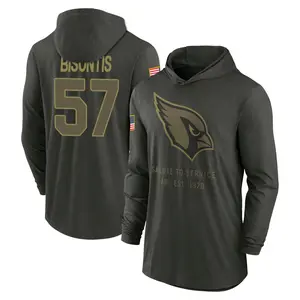 Men's Chase Bisontis Arizona Cardinals Forest/Green 2025 Salute to Service Sideline Lightweight Hooded Pullover Long Sleeve T-Sh