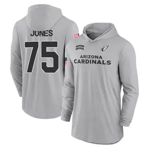 Men's Christian Jones Arizona Cardinals Gray 2024 Salute to Service Lightweight Performance Long Sleeve Hooded T-Shirt