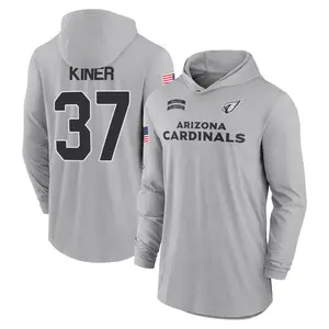 Men's Corey Kiner Arizona Cardinals Gray 2024 Salute to Service Lightweight Performance Long Sleeve Hooded T-Shirt