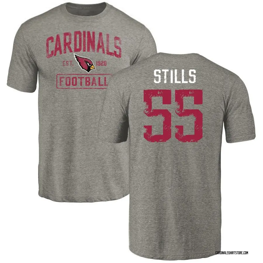Men's Dante Stills Arizona Cardinals Gray Distressed Name & Number Tri-Blend T-Shirt