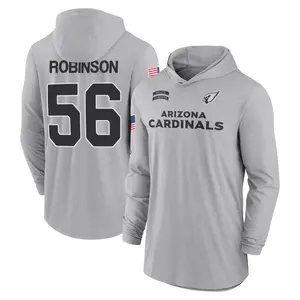 Men's Darius Robinson Arizona Cardinals Gray 2024 Salute to Service Lightweight Performance Long Sleeve Hooded T-Shirt