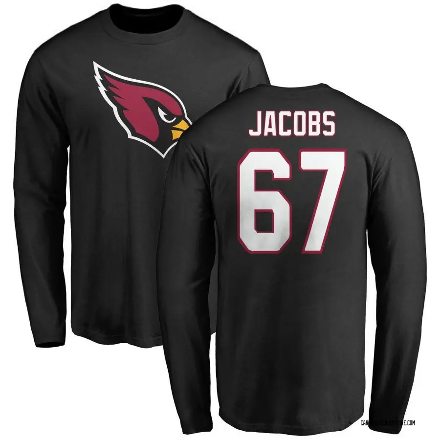 Men's Demontrey Jacobs Arizona Cardinals Name & Number Logo Long Sleeve T-Shirt - Black