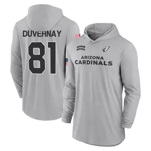 Men's Devin Duvernay Arizona Cardinals Gray 2024 Salute to Service Lightweight Performance Long Sleeve Hooded T-Shirt