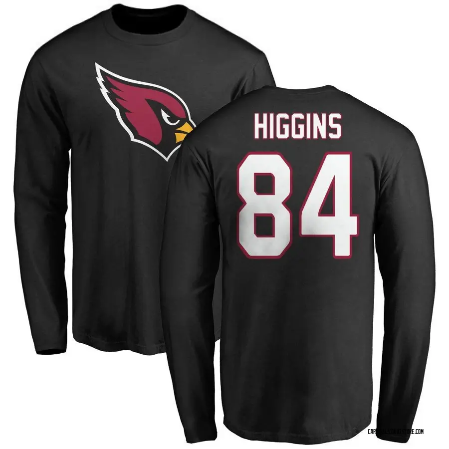Men's Elijah Higgins Arizona Cardinals Name & Number Logo Long Sleeve T-Shirt - Black