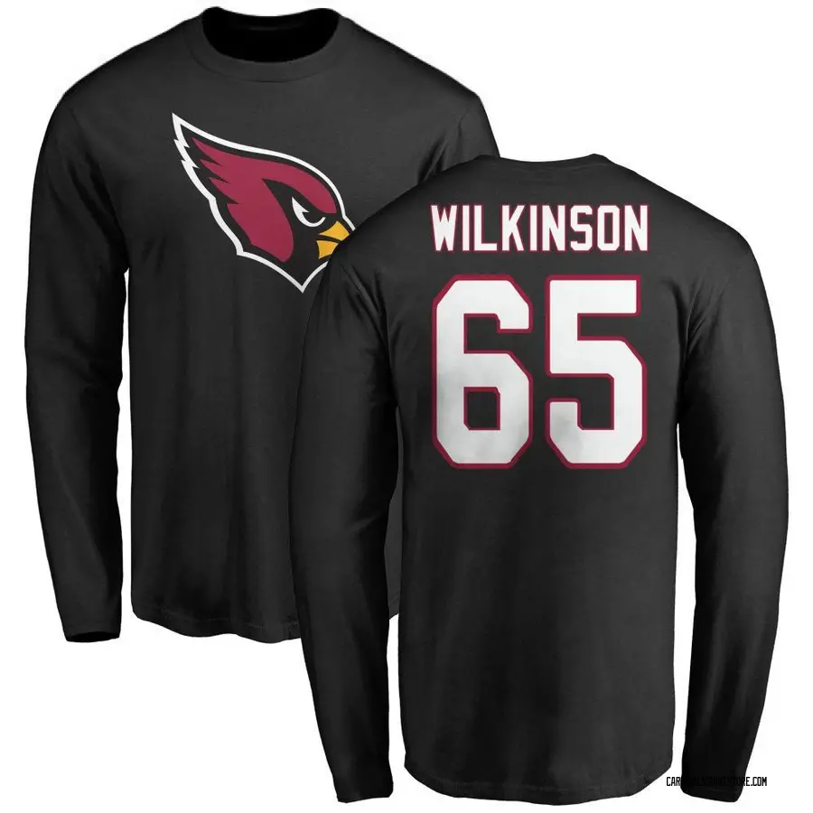 Men's Elijah Wilkinson Arizona Cardinals Name & Number Logo Long Sleeve T-Shirt - Black