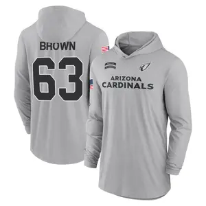 Men's Evan Brown Arizona Cardinals Gray 2024 Salute to Service Lightweight Performance Long Sleeve Hooded T-Shirt