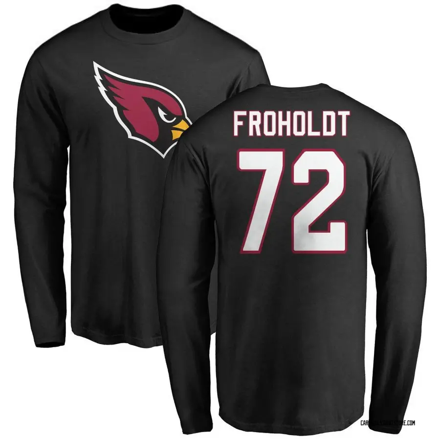 Men's Hjalte Froholdt Arizona Cardinals Name & Number Logo Long Sleeve T-Shirt - Black