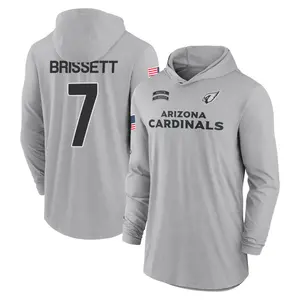Men's Jacoby Brissett Arizona Cardinals Gray 2024 Salute to Service Lightweight Performance Long Sleeve Hooded T-Shirt