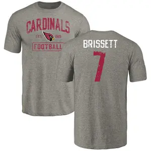 Men's Jacoby Brissett Arizona Cardinals Gray Distressed Name & Number Tri-Blend T-Shirt