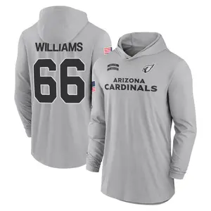 Men's Jayden Williams Arizona Cardinals Gray 2024 Salute to Service Lightweight Performance Long Sleeve Hooded T-Shirt