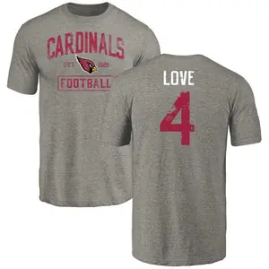 Men's Jeremiyah Love Arizona Cardinals Gray Distressed Name & Number Tri-Blend T-Shirt