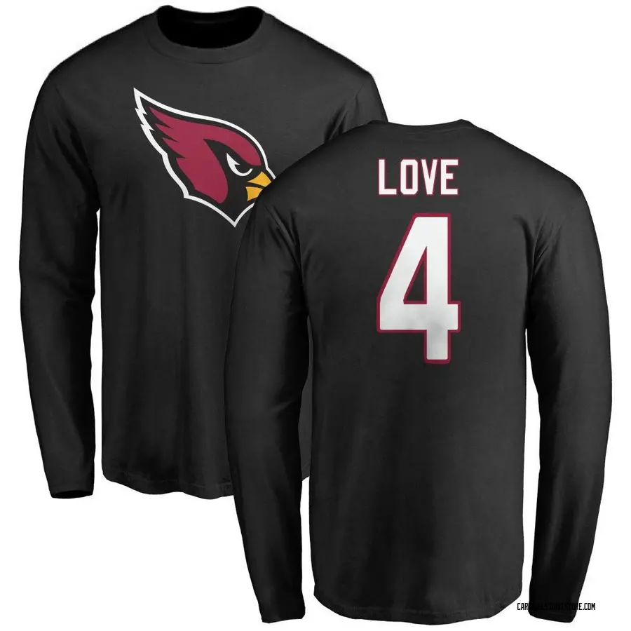 Men's Jeremiyah Love Arizona Cardinals Name & Number Logo Long Sleeve T-Shirt - Black