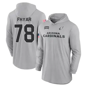 Men's Josh Fryar Arizona Cardinals Gray 2024 Salute to Service Lightweight Performance Long Sleeve Hooded T-Shirt