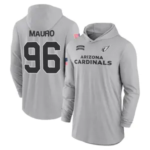 Men's Josh Mauro Arizona Cardinals Gray 2024 Salute to Service Lightweight Performance Long Sleeve Hooded T-Shirt