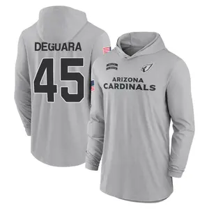 Men's Josiah Deguara Arizona Cardinals Gray 2024 Salute to Service Lightweight Performance Long Sleeve Hooded T-Shirt