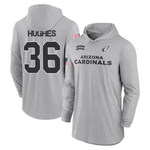 Men's JuJu Hughes Arizona Cardinals Gray 2024 Salute to Service Lightweight Performance Long Sleeve Hooded T-Shirt