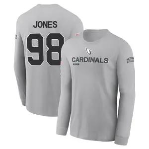 Men's Justin Jones Arizona Cardinals Gray 2024 Salute to Service Long Sleeve T-Shirt