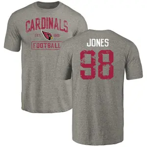 Men's Justin Jones Arizona Cardinals Gray Distressed Name & Number Tri-Blend T-Shirt