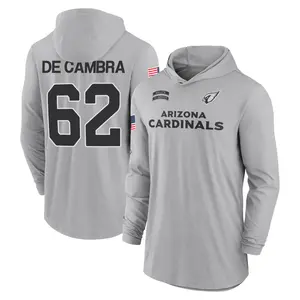 Men's Ka'ena De Cambra Arizona Cardinals Gray 2024 Salute to Service Lightweight Performance Long Sleeve Hooded T-Shirt