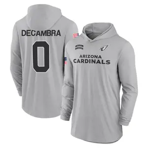 Men's Ka'ena Decambra Arizona Cardinals Gray 2024 Salute to Service Lightweight Performance Long Sleeve Hooded T-Shirt