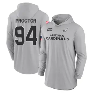 Men's Kaleb Proctor Arizona Cardinals Gray 2024 Salute to Service Lightweight Performance Long Sleeve Hooded T-Shirt