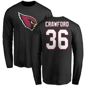 Men's Kitan Crawford Arizona Cardinals Name & Number Logo Long Sleeve T-Shirt - Black