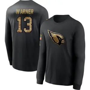 Men's Kurt Warner Arizona Cardinals Black 2020 Salute To Service Sideline Performance Long Sleeve T-Shirt