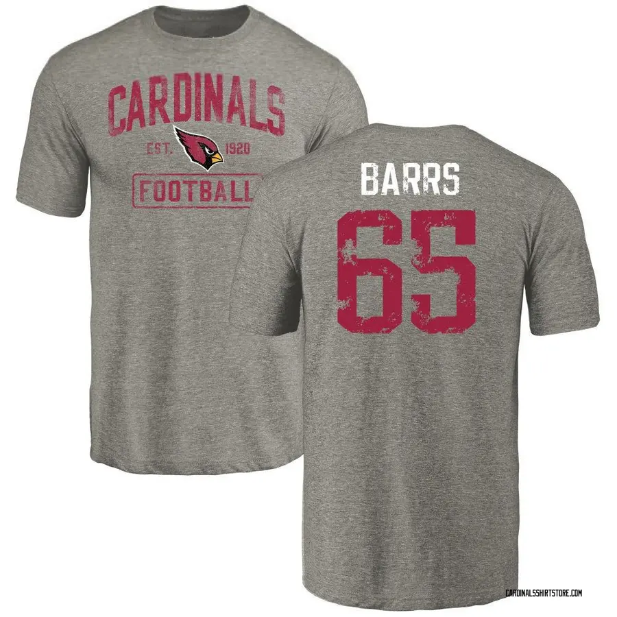 Men's Kyon Barrs Arizona Cardinals Gray Distressed Name & Number Tri-Blend T-Shirt