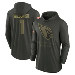 Men's Mack Wilson Sr. Arizona Cardinals Forest/Green 2025 Salute to Service Sideline Lightweight Hooded Pullover Long Sleeve T-S