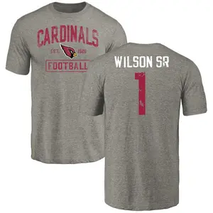 Men's Mack Wilson Sr. Arizona Cardinals Gray Distressed Name & Number Tri-Blend T-Shirt