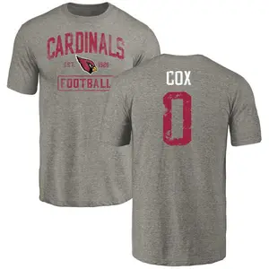 Men's Marques Cox Arizona Cardinals Gray Distressed Name & Number Tri-Blend T-Shirt
