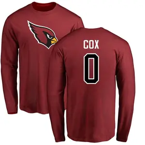 Men's Marques Cox Arizona Cardinals Name & Number Logo Long Sleeve T-Shirt - Maroon