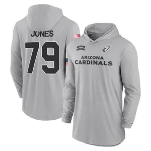Men's Matthew Jones Arizona Cardinals Gray 2024 Salute to Service Lightweight Performance Long Sleeve Hooded T-Shirt
