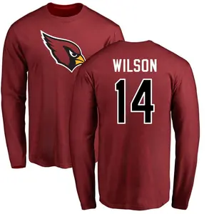 Men's Michael Wilson Arizona Cardinals Name & Number Logo Long Sleeve T-Shirt - Maroon