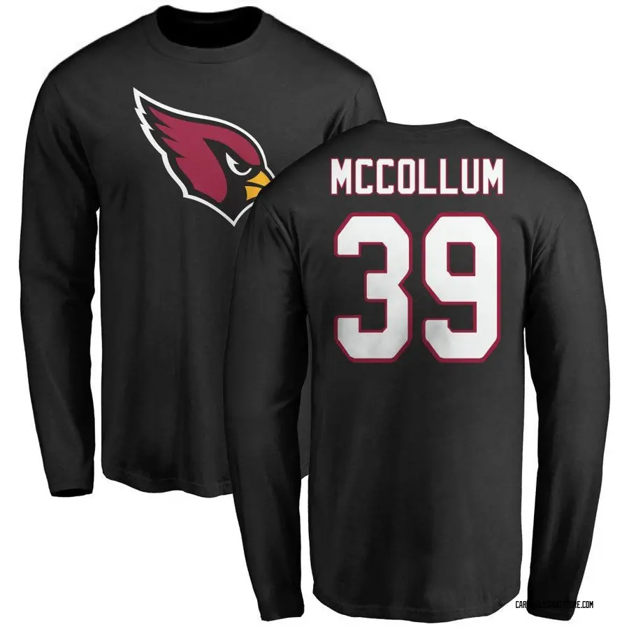 Men's Nate McCollum Arizona Cardinals Name & Number Logo Long Sleeve T-Shirt - Black