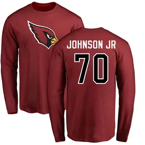 Men's Paris Johnson Jr. Arizona Cardinals Name & Number Logo Long Sleeve T-Shirt - Maroon