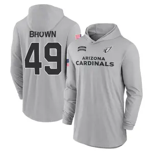 Men's Pharaoh Brown Arizona Cardinals Gray 2024 Salute to Service Lightweight Performance Long Sleeve Hooded T-Shirt